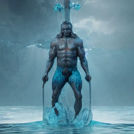 Prompt: god of water, concept art, highly detailed, digital painting, cinematic light, sharp focus, octane render