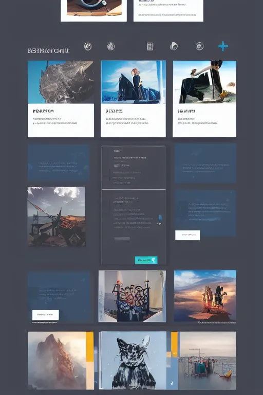 Image similar to website layout for digital artist, clean modern colorful ui