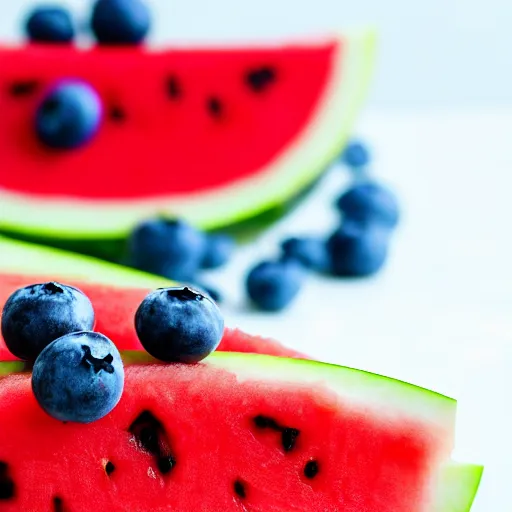 Prompt: watermelon with blueberries embedded within