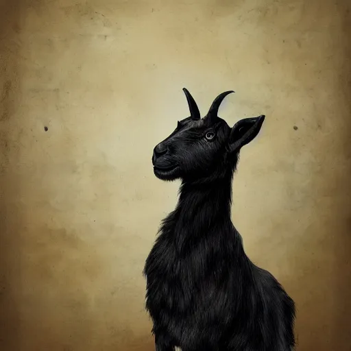 Prompt: a portrait of a black goat teaching art history, digital art, daryl tan