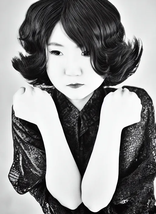 Image similar to A full portrait photo of tatsumaki, f/22, 35mm, 2700K, lighting, perfect faces, award winning photography.