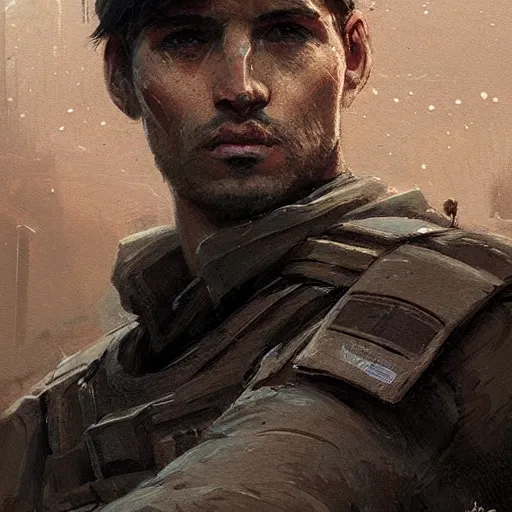 Image similar to portrait of a man by greg rutkowski, a soldier of the confederation of independent systems, wearing a beige and black tactical gear, star wars expanded universe, highly detailed portrait, digital painting, artstation, concept art, smooth, sharp foccus ilustration, artstation hq