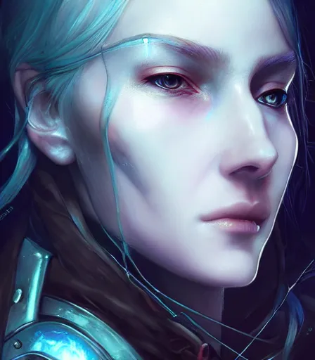 Prompt: beautiful portrait of a cyberpunk goddess who looks like Lady Maria from Bloodborne , character design by charlie bowater, ross tran, artgerm, and makoto shinkai, detailed, soft lighting, rendered in octane