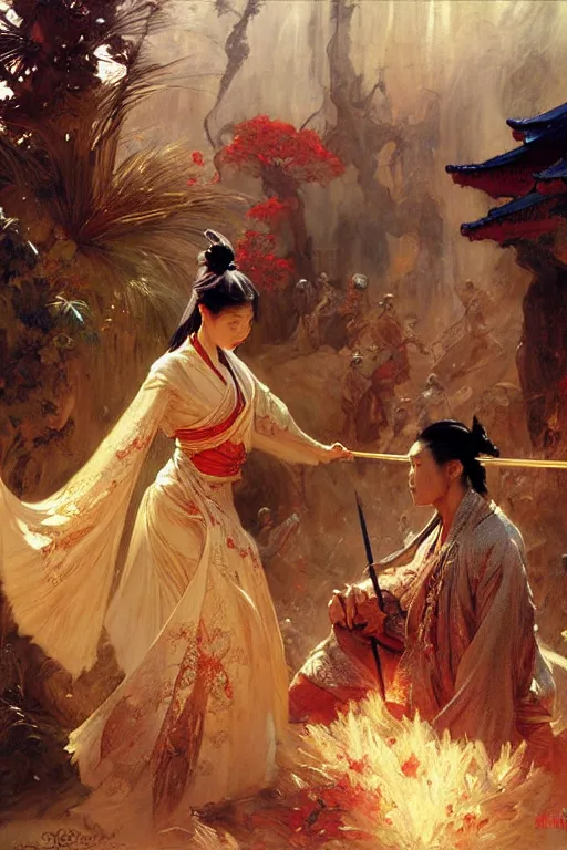 Image similar to wuxia, painting by gaston bussiere, craig mullins, j. c. leyendecker