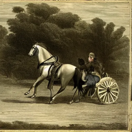 Image similar to a horse pulling a canon