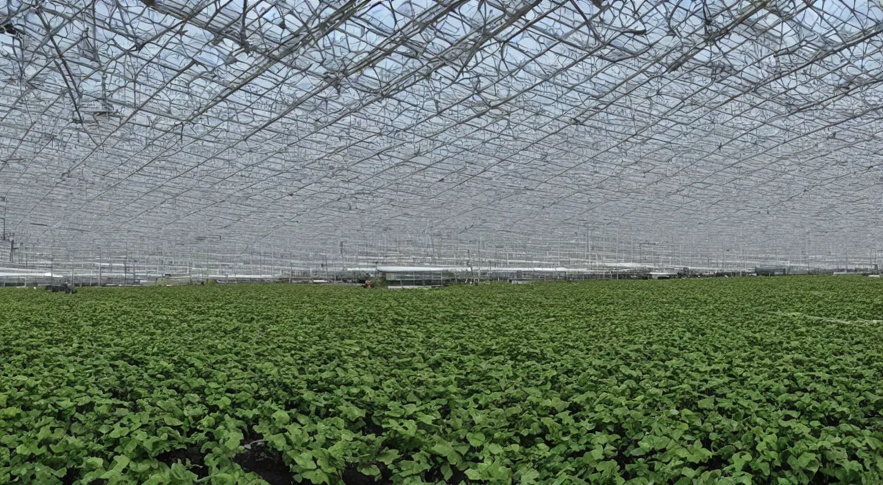 Prompt: the world's largest rooftop greenhouse, 4k, epic, built on top of a building