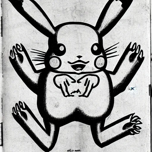 Prompt: anatomical drawing of Pikachu, with organs labeled, 16th century medical textbook