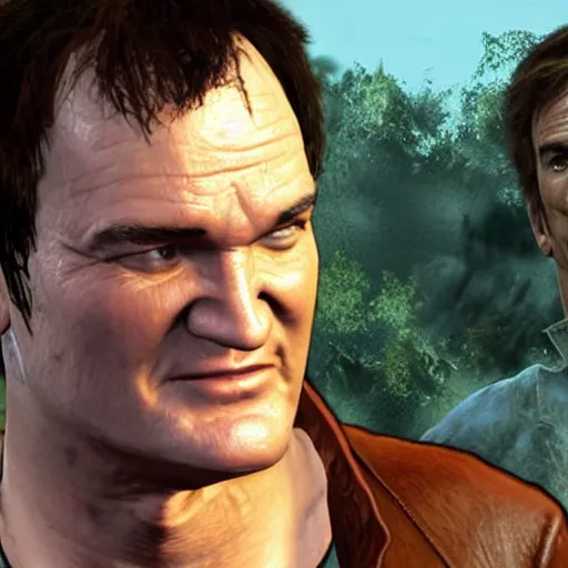 Prompt: quentin tarantino in the video game uncharted