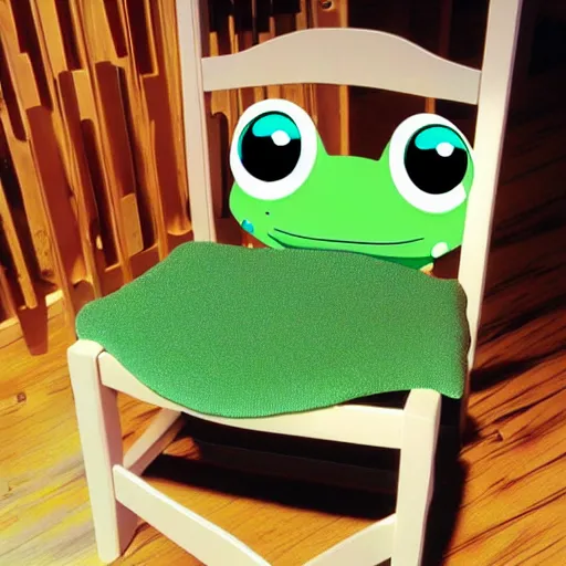 Image similar to cute frog themed chair, anime key art studio ghibli,