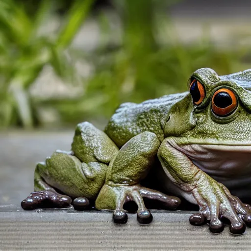 Image similar to giant frog eating a dog