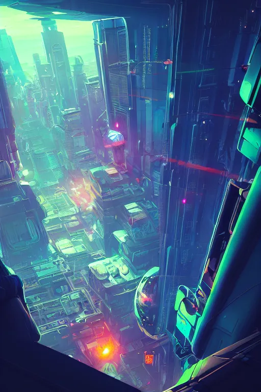 Image similar to A picture of an astronaut close to the camera in a upside down cyberpunk flying city by moebius, Neil Blevins and Jordan Grimmer, neon lights, surreal, :-volumetric lighting