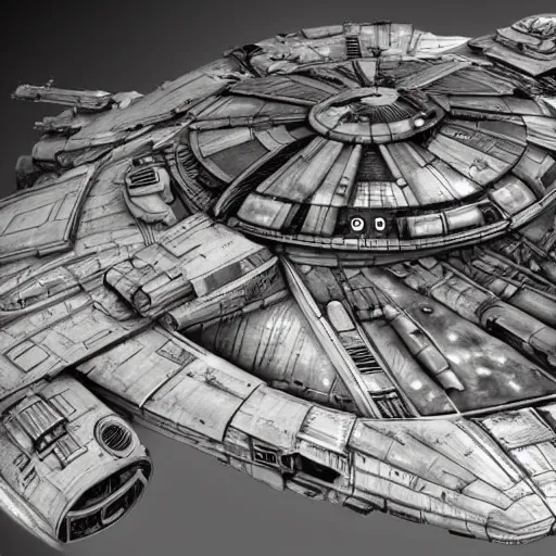 Image similar to Millennium Falcon, Artstation, Award Winning Masterpiece, Very Detailed, Digital Art