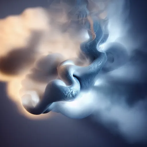 Image similar to manshaped swirling smoke, octane render, dramatic lighting, cinematic