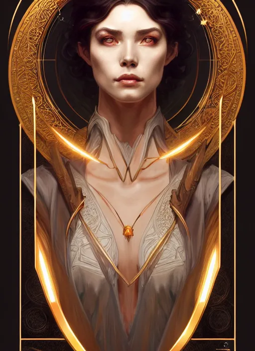 Prompt: symmetry!! portrait of a female sorcerer, dar fantasy, intricate, elegant, highly detailed, my rendition, digital painting, artstation, concept art, smooth, sharp focus, illustration, art by artgerm and greg rutkowski and alphonse mucha and huang guangjian and gil elvgren and sachin teng