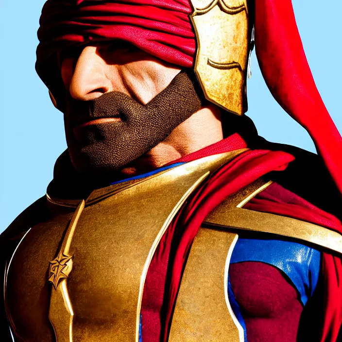 Image similar to cinematic portrait, captain falcon as sheik mohammad ruler of dubai, head and chest only, masterpiece, medieval arabia, sharp, details, hyper - detailed, hd, 4 k