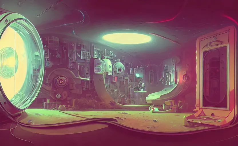 Image similar to Inside a time machine by Petros Afshar and Beeple, James Gilleard, Mark Ryden, Wolfgang Lettl highly detailed