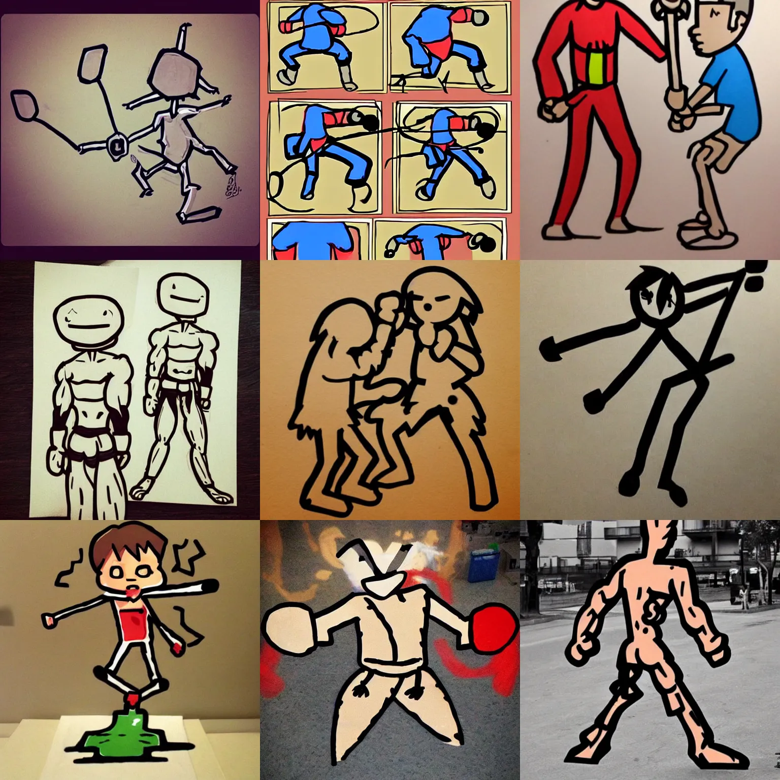 Prompt: awesome stick figure fighter