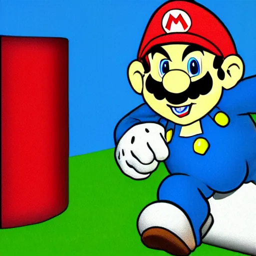 Image similar to Mario as a smurf, clipart, wide view