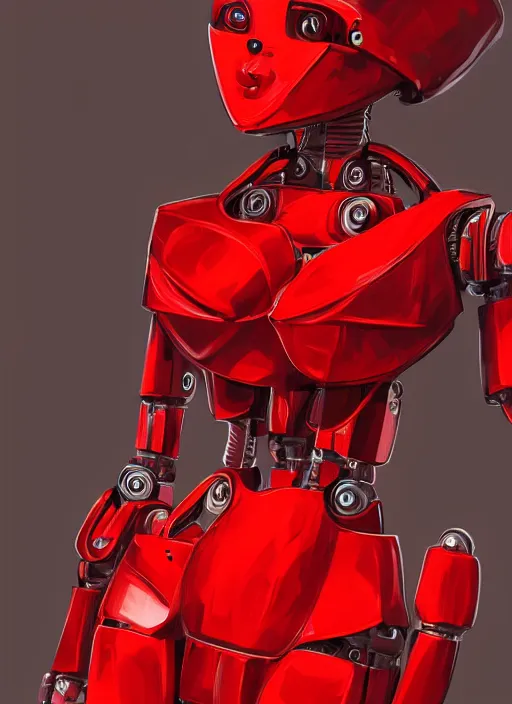 Prompt: a robot wearing a red dress, full body shot, highly detailed, digital painting, artstation, concept art, smooth, sharp focus, illustration