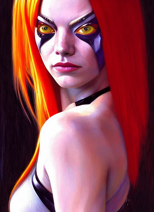 Prompt: portrait of Emma Stone as Leeloo from the fifth element as a character in Cyberpunk 2077, looking at camera, intricate, long blond hair, elegant, sci-fi, extremely detailed, digital painting, artstation, concept art, smooth, sharp focus, illustration, ambient lighting, incredible art by artgerm and greg rutkowski and alphonse mucha and simon stalenhag