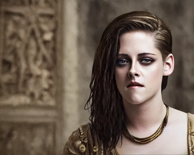 Image similar to kristen stewart as hypatia of alexandria, photograph, realistic