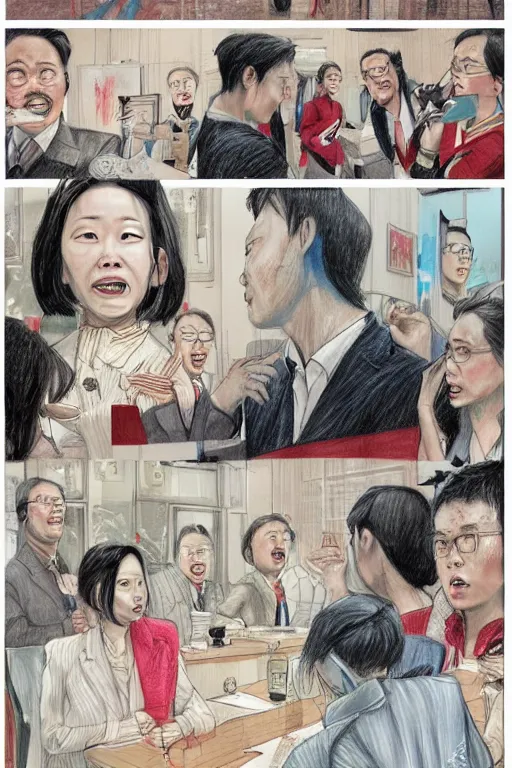 Image similar to politician buzzer freak me out, sketch and art by jacqueline e, color by bo feng lin