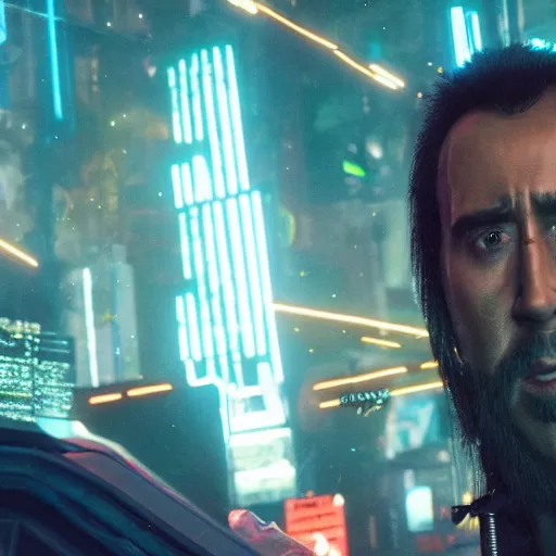 Prompt: Nicolas Cage in Cyberpunk 2077