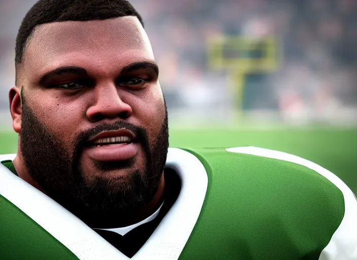 Prompt: facial portrait of a football player on the sidelines, offensive lineman daron arnold, reddit contest winner, madden 2 1, ps 4, character design