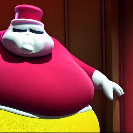 Image similar to morbidly obese mascot from Jack in the box, screenshot from my 600 pound life, detailed, 4k