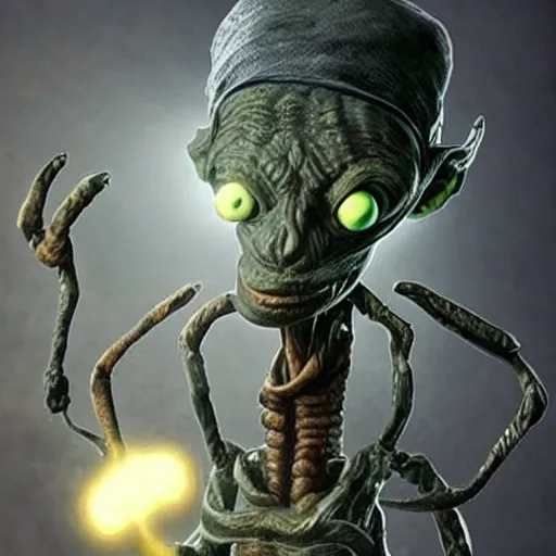 Prompt: abe from oddworld as a dark soul boss