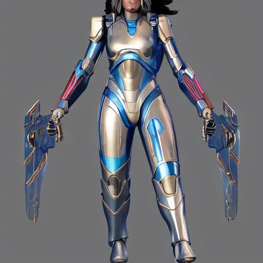 Image similar to a woman hero in a themed futuristic metal suit, super hero, armor, sleek, beautiful face, cinematic pose, sci - fi, egypt themed art, photorealistic, 8 k, pharah, ultron, concept art, extremely detailed