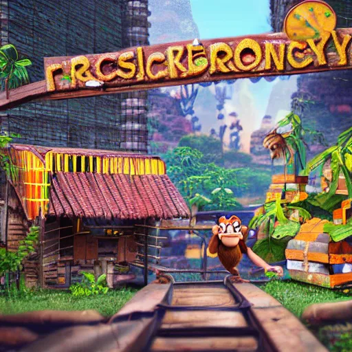 Prompt: professional photo similar to factory level of donkey kong country, by discovery magazine, real life, photorealistic, soft focus, long exposure