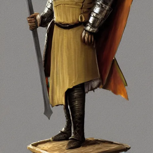 Prompt: medieval knight holding sword in tavern trending on artstation