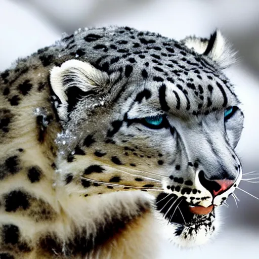 Image similar to Snow leopard smoking weed