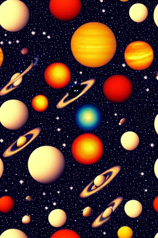 Image similar to seamless 2 d pattern of stunning planets and galaxies, designed by edward hopper, geometric lines, award winning graphic design, 8 k, 4 k