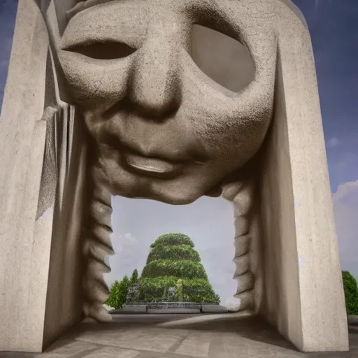 Prompt: a gateway to heaven in a surreal and twisted monument in a dream