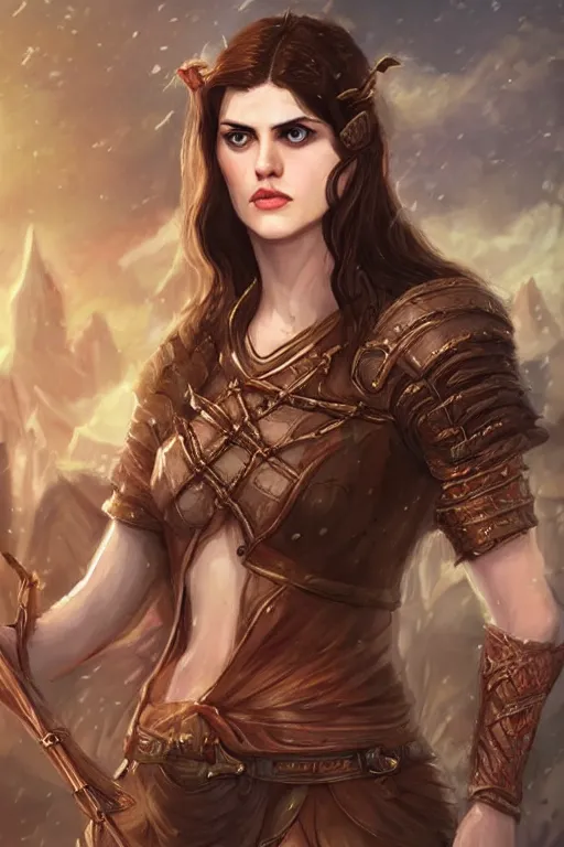 Prompt: alexandra daddario portrait as a dnd character fantasy art.