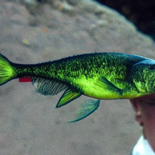 Prompt: a bass fish that looks like walter white!!!! staring at the camera!!!!!! portrait