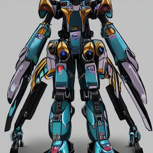 Prompt: Masamune Shirow style mecha power suit desigsn trending on art station