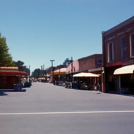 Image similar to « summer, sunny day, 1 9 8 0 years, usa, street view with shops markets »