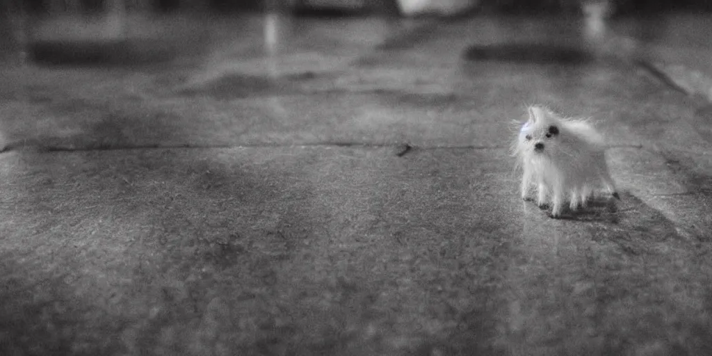 Prompt: small white hairy creatures under the floor boards, critters, scary, creepy, unsettling, dark, night time, cinematic lighting, volumetric fog, close up, shallow depth of field