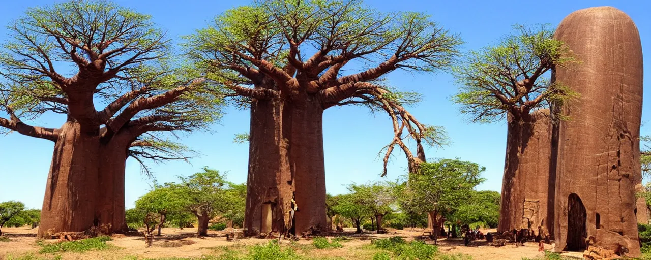 Image similar to Beautiful gigantic baobab tree, where birds make their nests, made of LEGO, in the style of LEGO