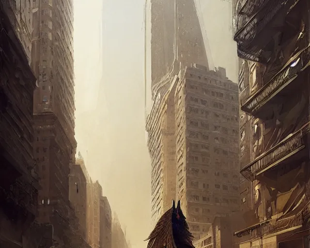 Image similar to a gigantic egyptian god walking the streets of new york, intricate, elegant, highly detailed, digital painting, artstation, concept art, matte, sharp focus, illustration, art by anders zorn and greg rutkowski and marvel