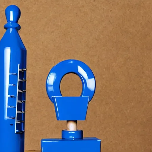 Image similar to blue goldberg machine containing a rocket and an orange