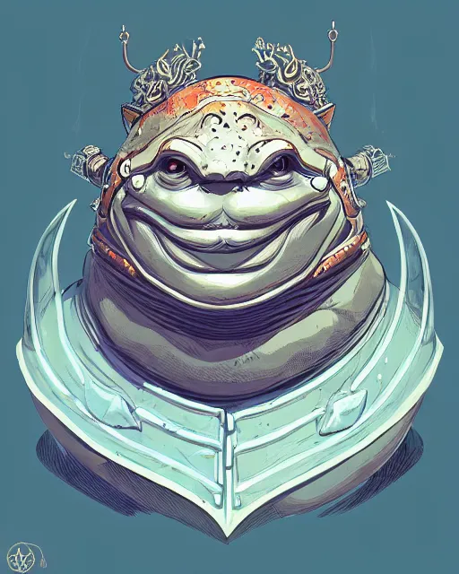 Prompt: a fat slimy anthropomorphic toad wearing regal ornate armor, bust shot, smooth, intricate, elegant, power aura, digital painting, artstation, concept art, high tech fantasy, sharp focus, illustration, art by james jean