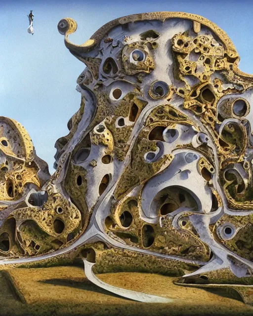 Image similar to conversano, apulia by roger dean, biomechanical, 4 k, hyper detailed