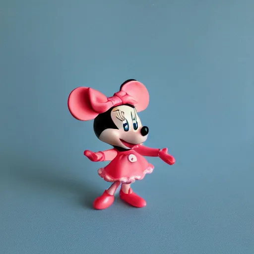 Prompt: product photograph of cute vintage disney figurine of miney mouse by isabel han : 6 girly, cute, chibi, popular, collectible, toys figures, kawaii, toys, white background : 3