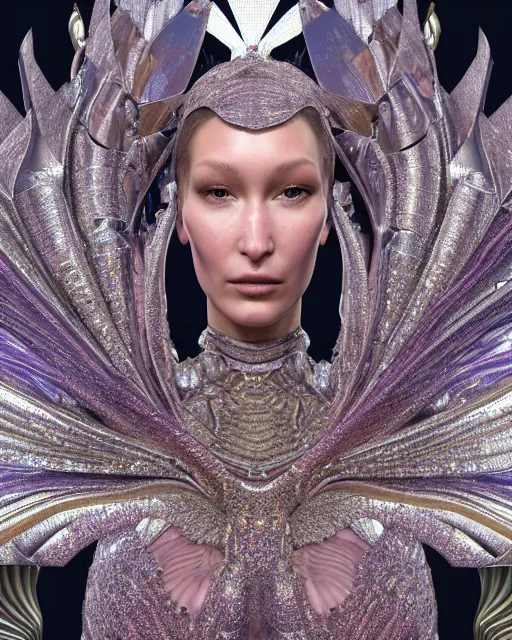 Image similar to a highly detailed metahuman 4 k close up render of an alien goddess bella hadid as alien in iris van herpen dress schiaparelli in diamonds crystals swarovski and jewelry in style of alphonse mucha gustav klimt trending on artstation made in unreal engine 4