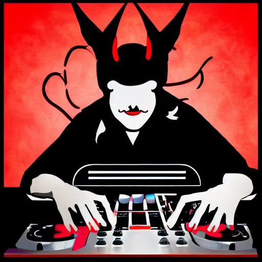 Image similar to satan on the dj decks