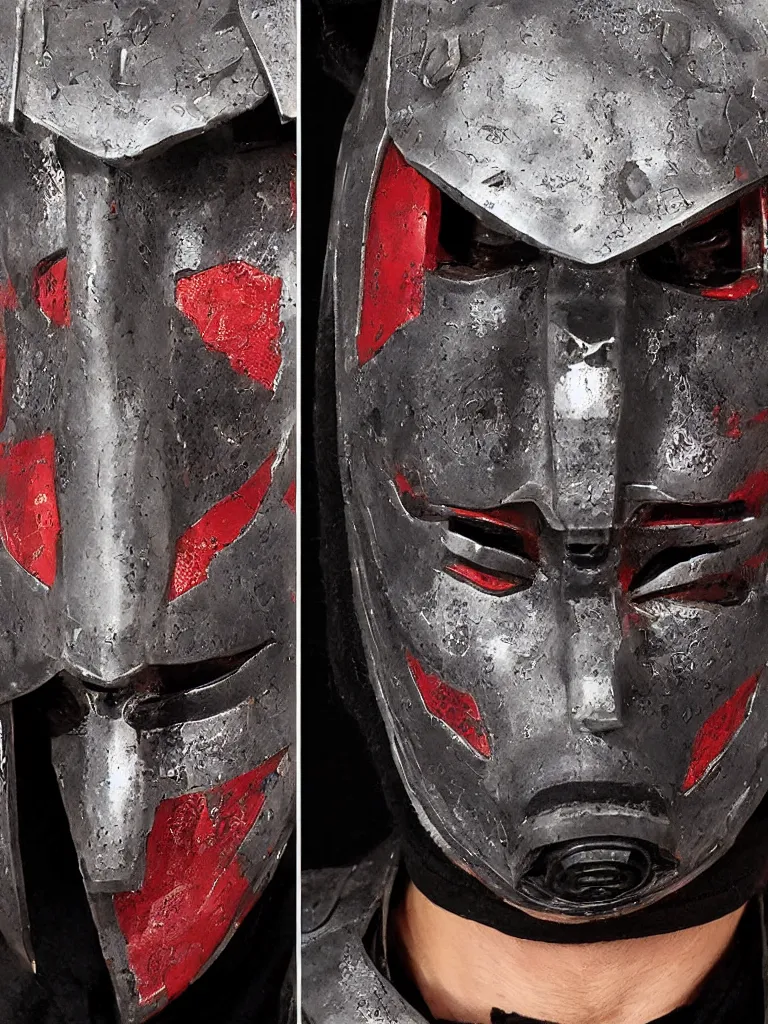 Image similar to cyberpunk samurai mask with digital readout and